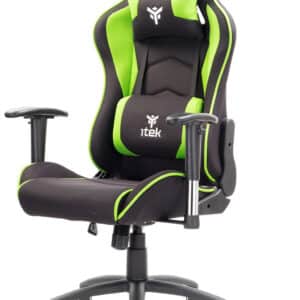 Itek playcom fm20 sedia da gaming tessuto doppio cuscino braccioli 2d nero-verde