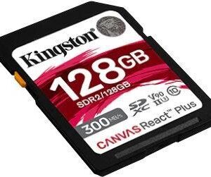 Kingston Canvas React Plus - Flash-Speicherkarte - 128GB - Video Class V90 / UHS-II U3 / Class10 - SDXC UHS-II (SDR2/128GB)