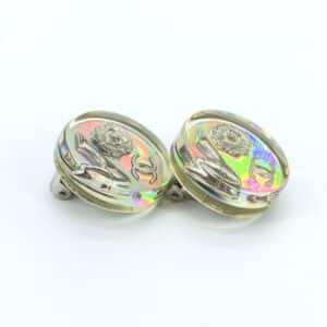 Vintage Holographic Logo Clip-On Earrings