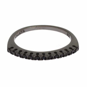 Black CZ Rhodium 925 Silver Womens Ring