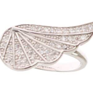 Silver Womens Wing Clear CZ 925 Silver Ring