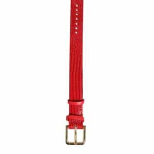 Red Exotic Leather Gold Tone Metal Buckle Women Armband