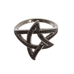 Black CZ Rhodium 925 Silver Womens Ring