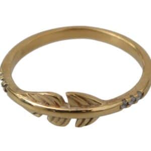 Gold Feather Clear CZ 925 Silver Women