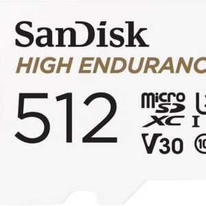SanDisk High Endurance - Flash-Speicherkarte (microSDXC-an-SD-Adapter inbegriffen) - 512GB - Video Class V30 / UHS-I U3 / Class10 - microSDXC UHS-I (SDSQQNR-512G-GN6IA)