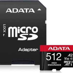 ADATA High Endurance - 512 GB - MicroSDXC - Klasse 10 - UHS-I - 100 MB/s - 85 MB/s (AUSDX512GUI3V30SHA2-RA1)