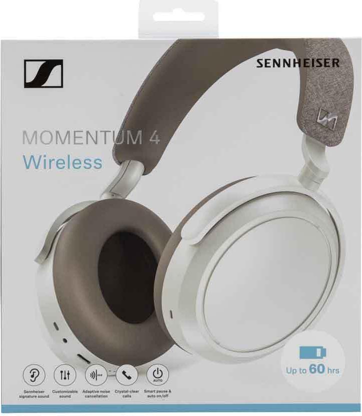 Sennheiser MOMENTUM 4 - Kopfhörer mit Mikrofon - ohrumschließend - Bluetooth - kabellos, kabelgebunden - aktive Rauschunterdrückung - 2,5 mm Stecker, USB-C - weiß (509267)